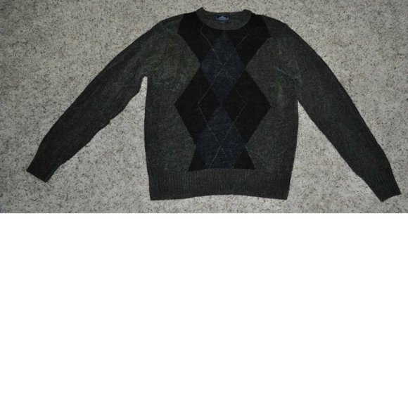Mens Chenille Sweater Dockers Brown Small Houndstooth Acrylic Crew Long Sleeves - Picture 1 of 3